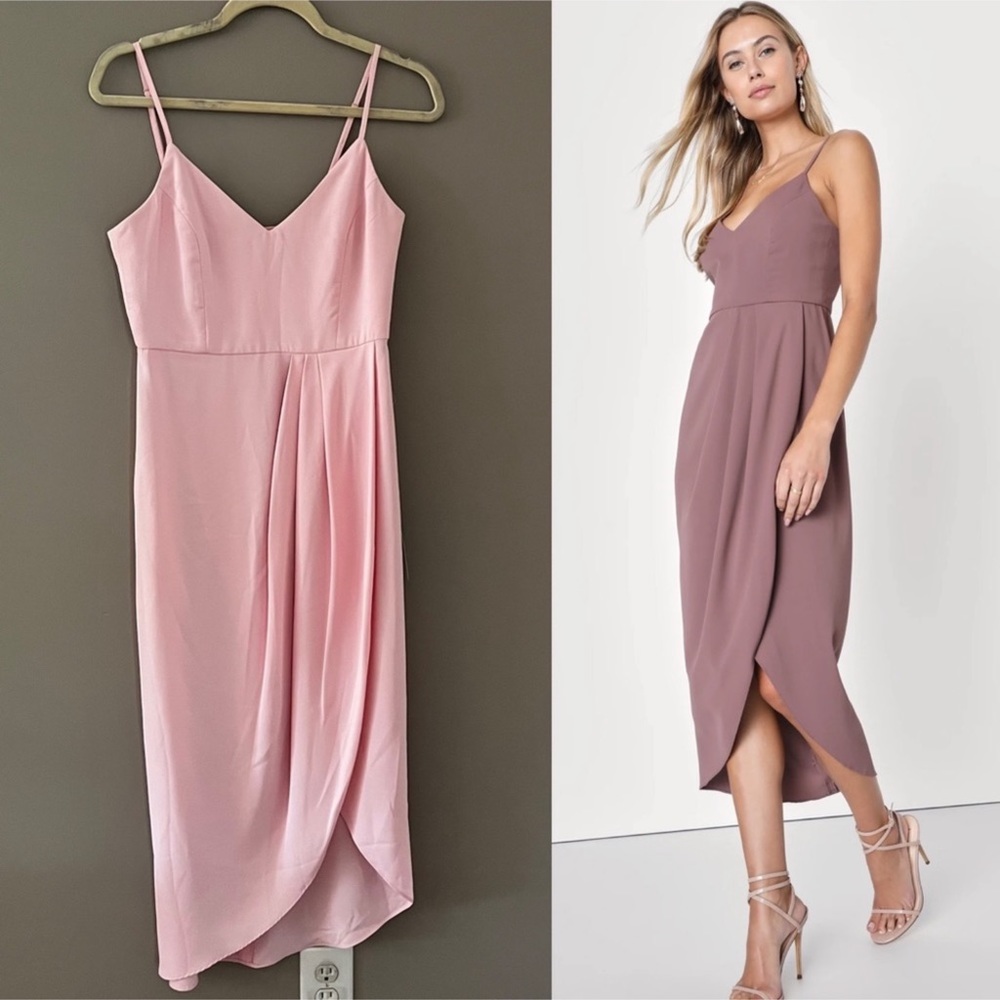 LULUS Dusty Pink Midi Dress